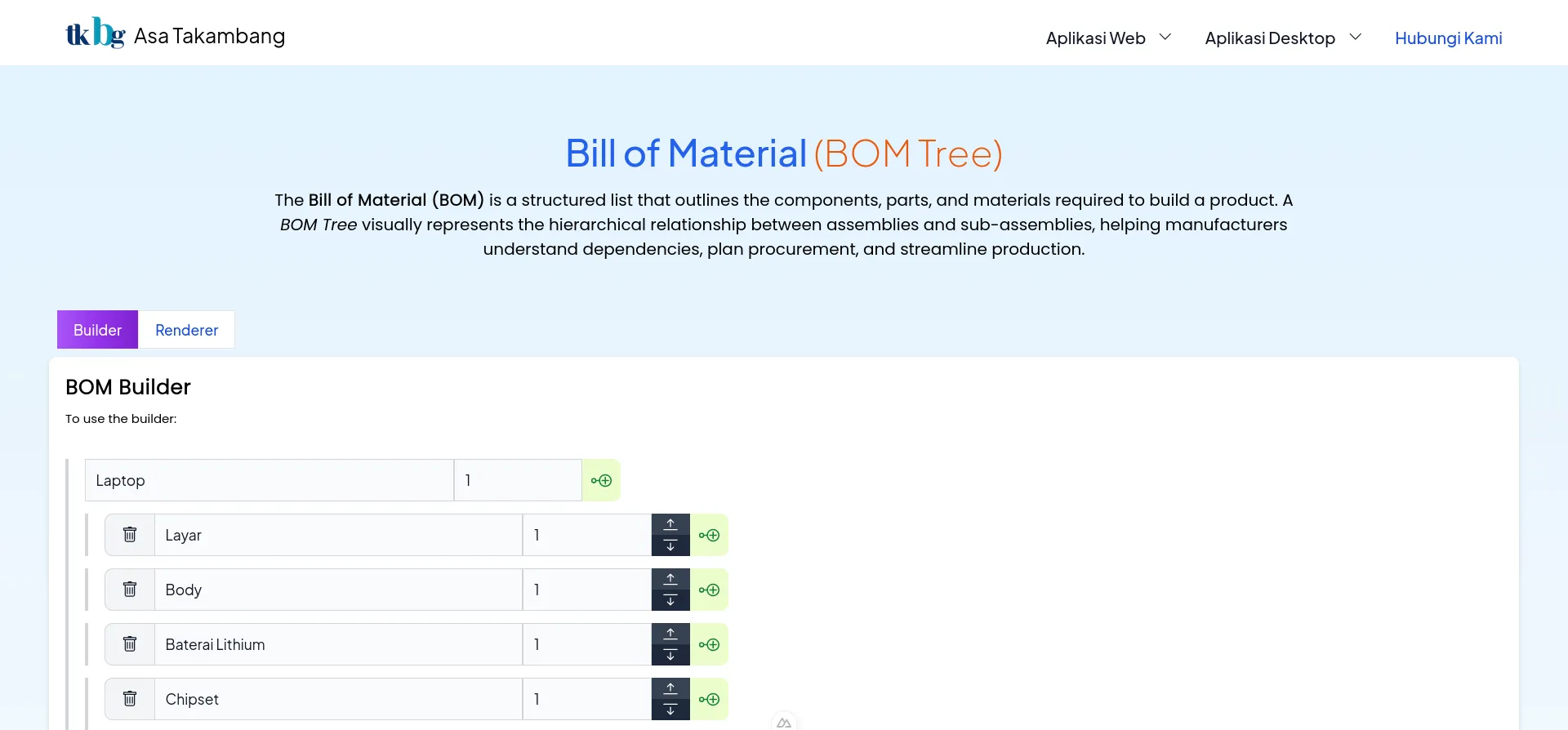 Preview Image of Bill of Material (BOM)